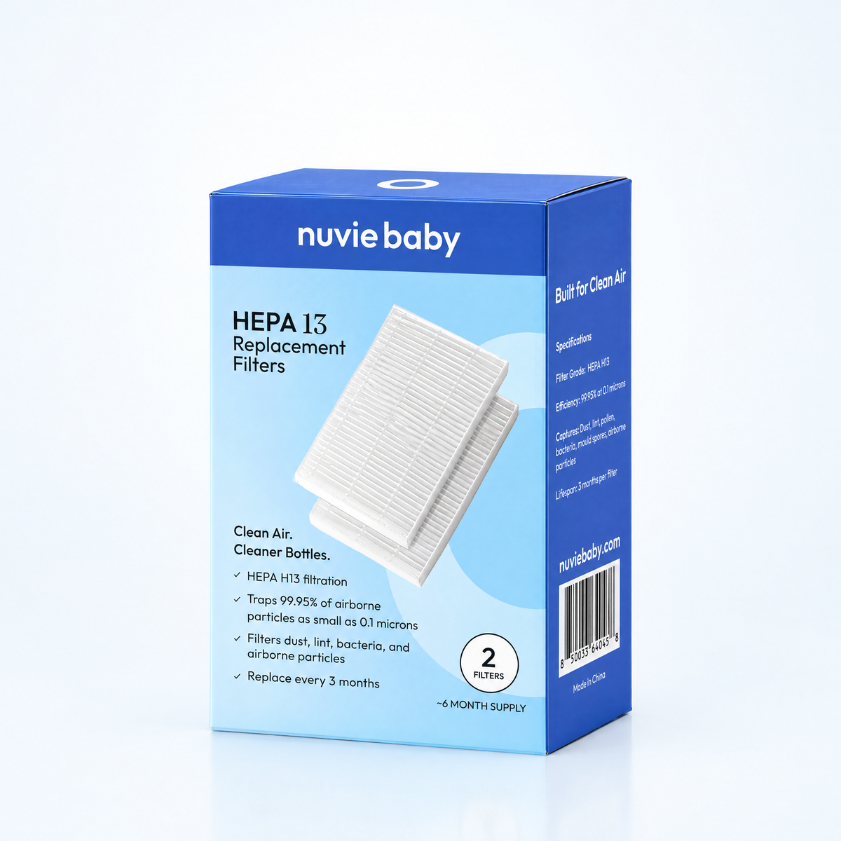 Kotak HEPA-13 Filters, segi empat tepat, Clean, pandangan hadapan, di atas latar putih